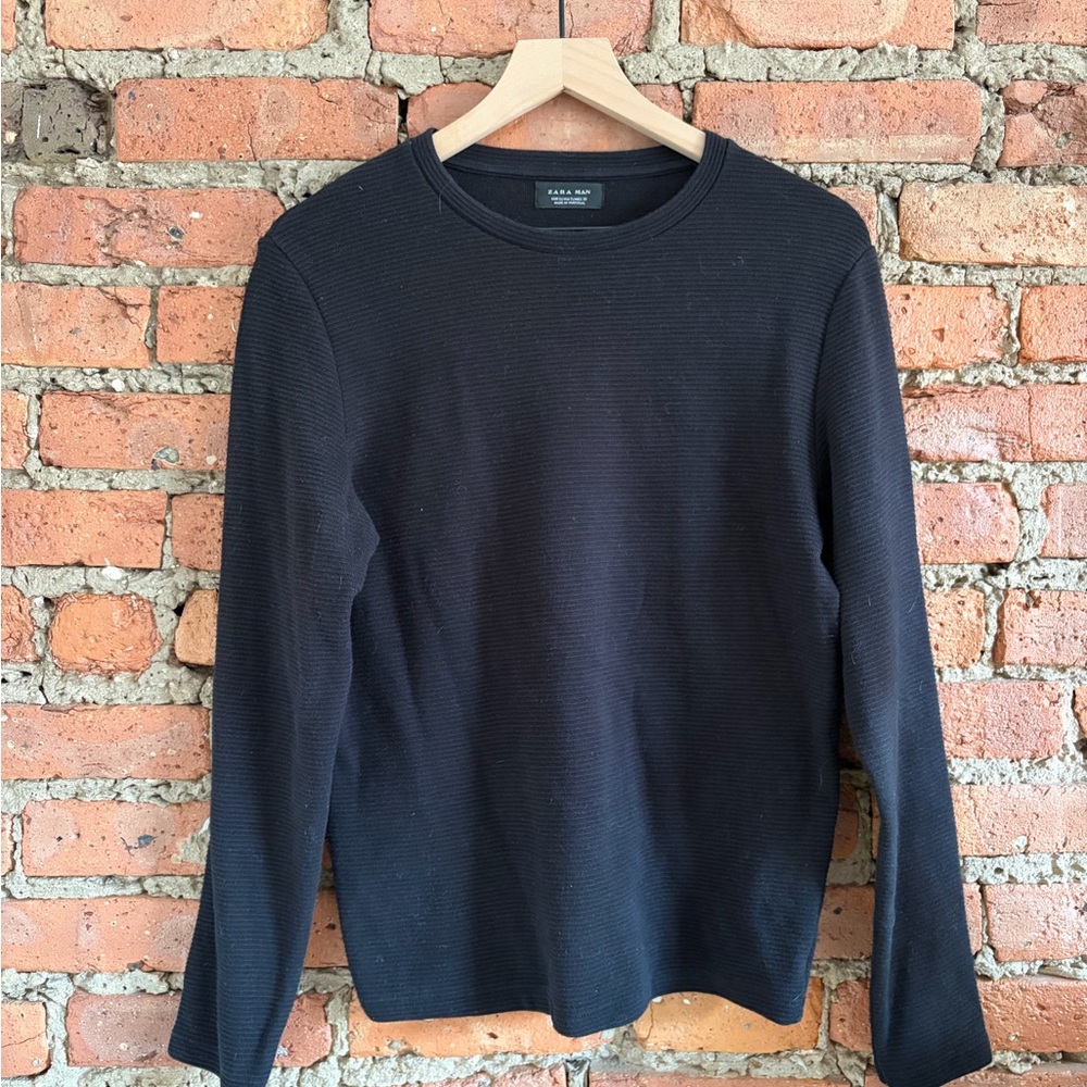 Zara Black Crewneck Sweater for Men